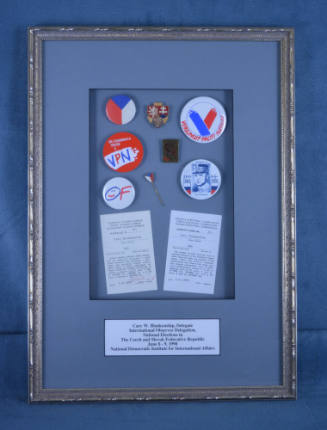 Political Pins and Certificate,1990