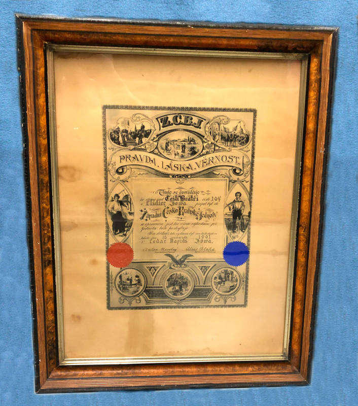 Certificate, framed
